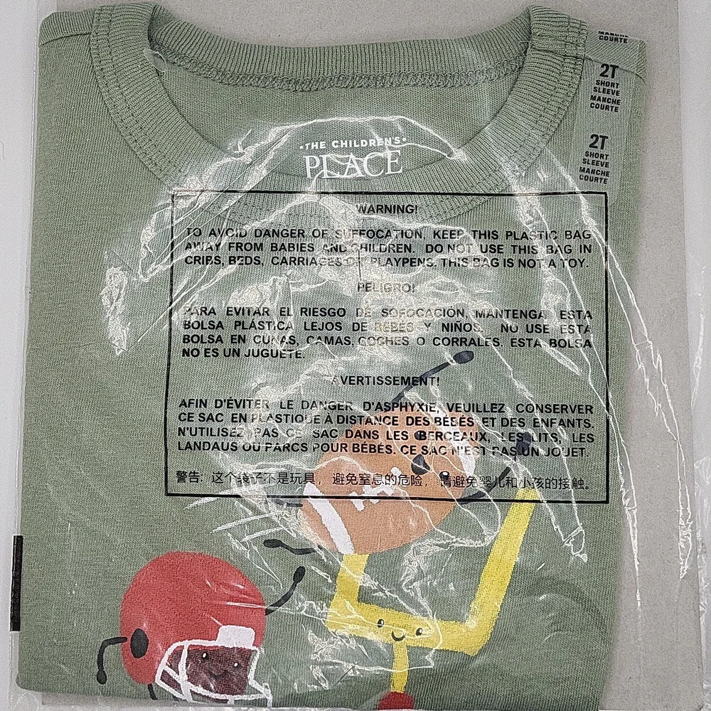 The Children's Place Green Football Tee NWT